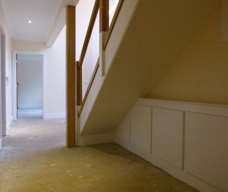 New staircase with glass and oak ballustrade